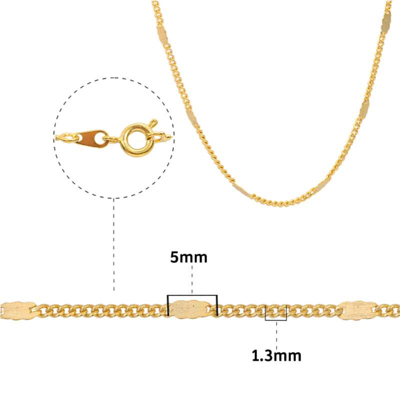 Cadena rodio 135S-K 1.3mm 42cm x und
