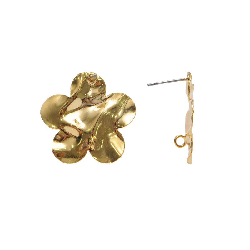 Arete flor martillada con argolla 25mm/rodio x par