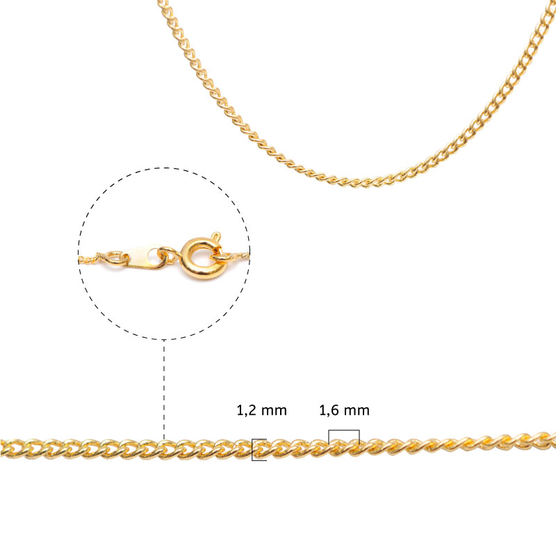 Cadena rodio 130S/1.25x1.6mm/42cm x und