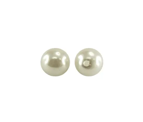 Round plastic pearl 1 Hole 6mm white A-01 x und