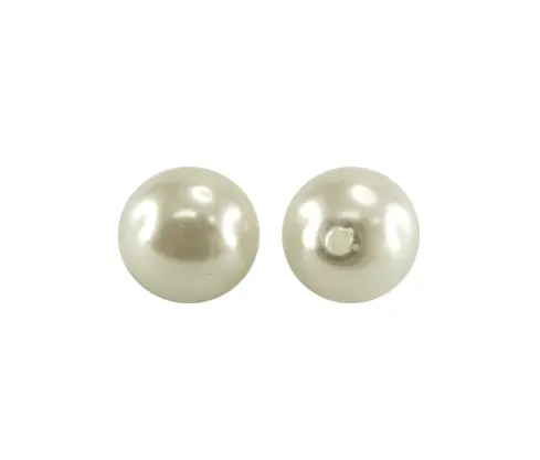 Round plastic pearl 1 Hole 8mm white A-01 x und