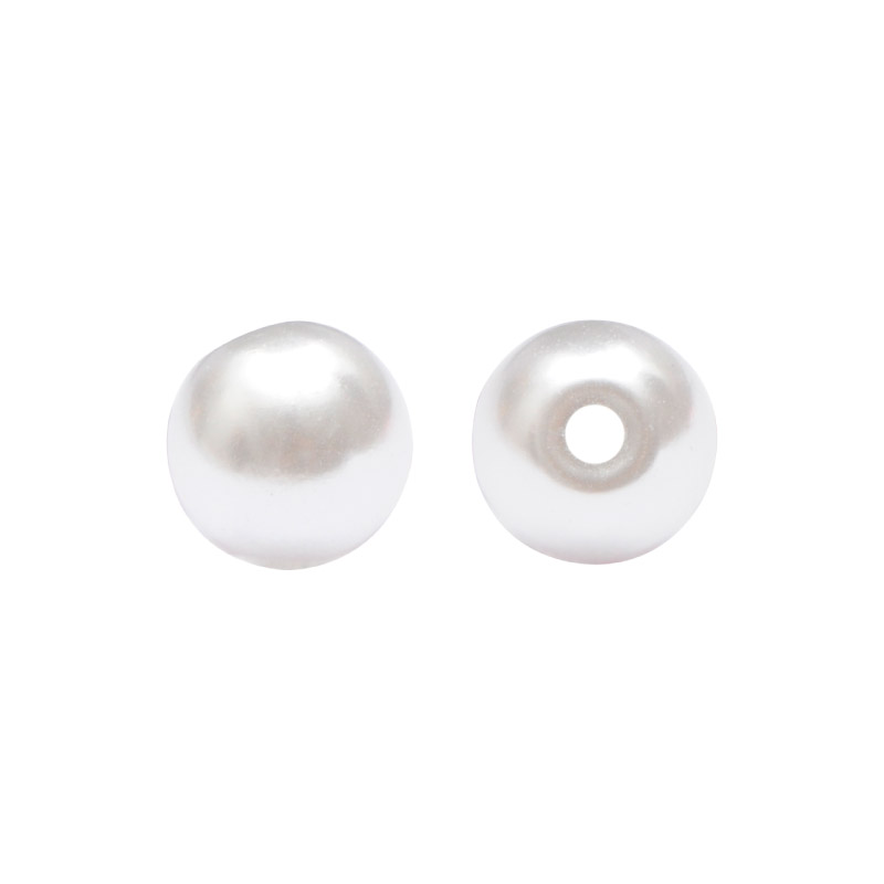 Round plastic pearl 1 Hole 5mm white A-01 x und