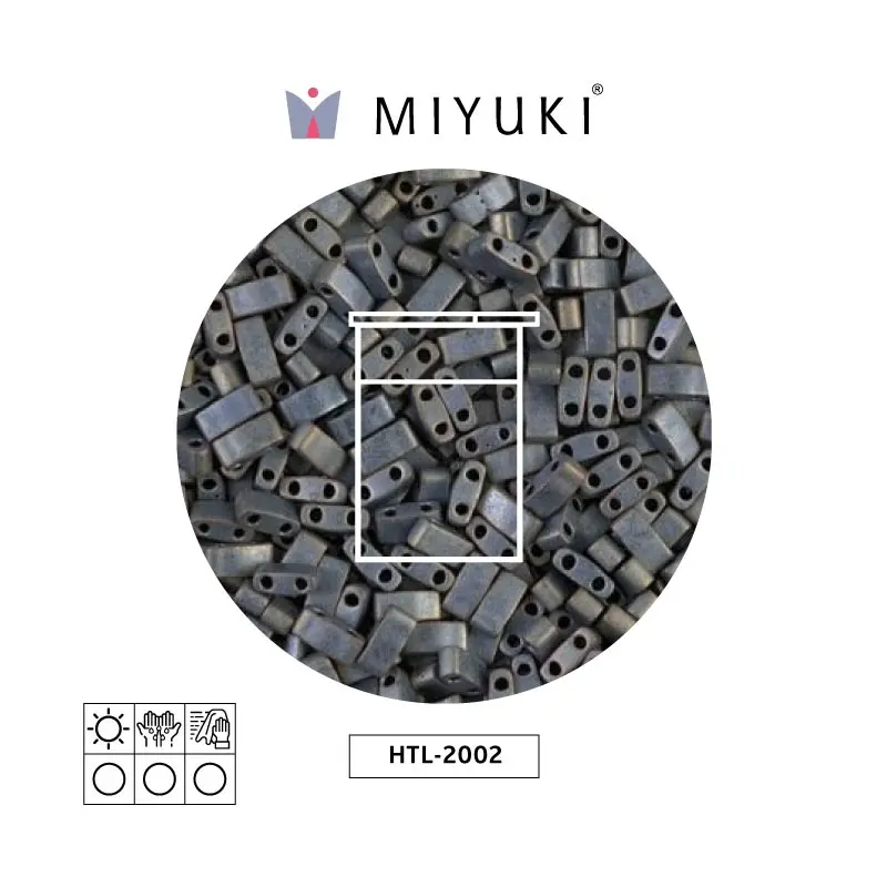 Miyuki half tila 5x2.3x1.9mm HTL2002 mate metalizado plateado gris x 10G