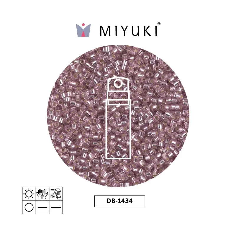 Miyuki delica 11/0 DB1434 plateado forrado pálido rosa x 10g