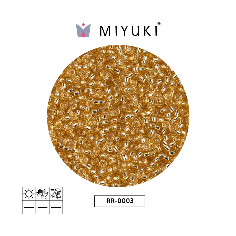 Mostacilla Miyuki rocalla 11/0 RR0003 plateado forrado dorado x 250g