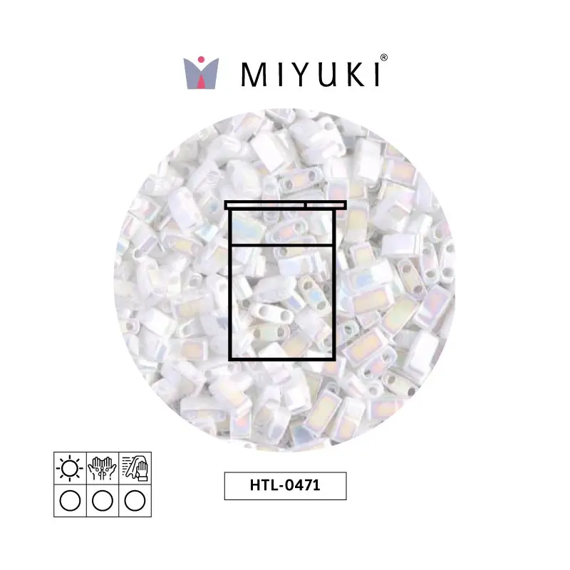 Miyuki half tila 5x2.3x1.9mm HTL0471 blanco perla AB x 10G