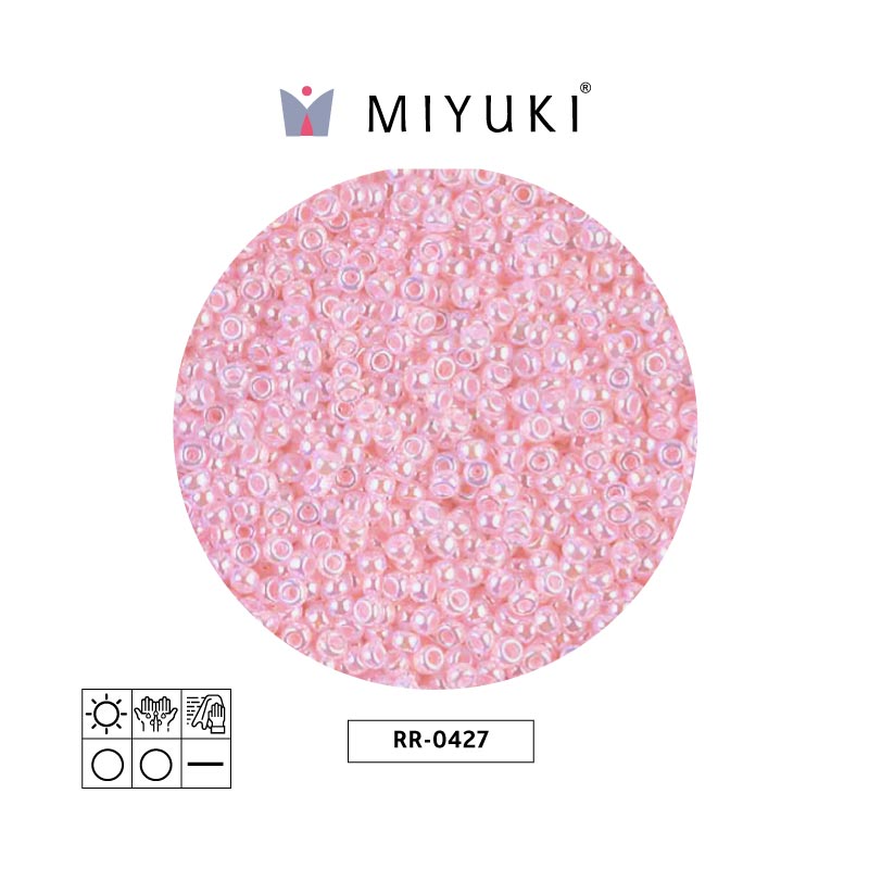 Mostacilla Miyuki rocalla 11/0 RR0427 opaco bebé rosado brillo x 250g
