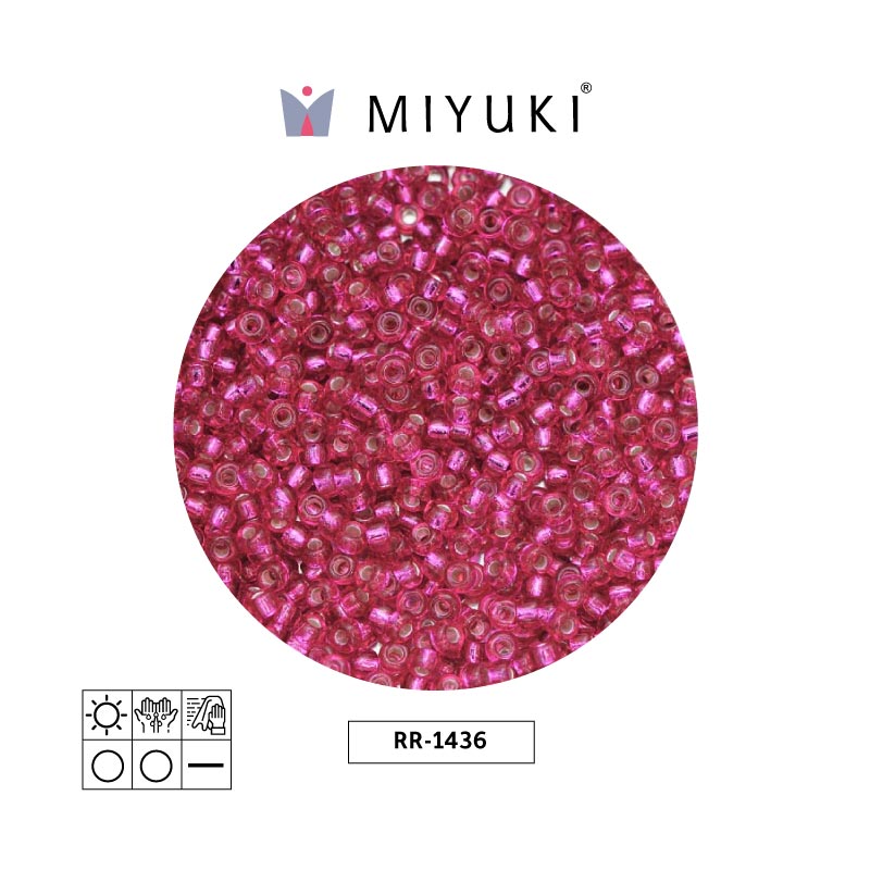 Mostacilla Miyuki rocalla 11/0 RR1436 plateado forrado rojo x 250g