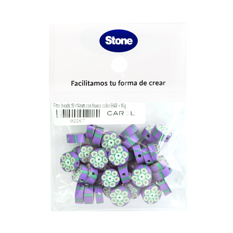 Fimo beads 10x14mm con hueco color 0048 x 40unds