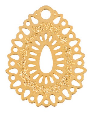 Dije arete oval lágrima calada 0.4mm YF-10601 dorado Golfi x par