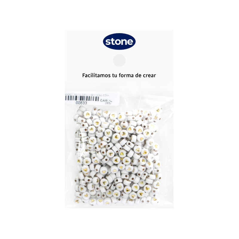Acrilico separador corazon blanco dorado 6.5mm x 50g