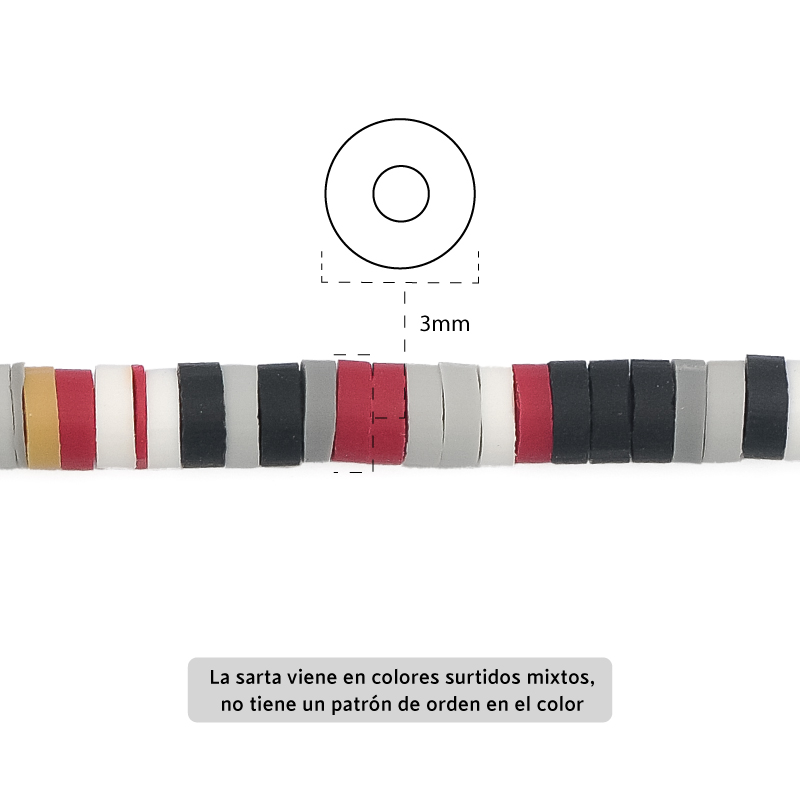 Sarta fimo disco 3mm 3-22 color mix x 39cm