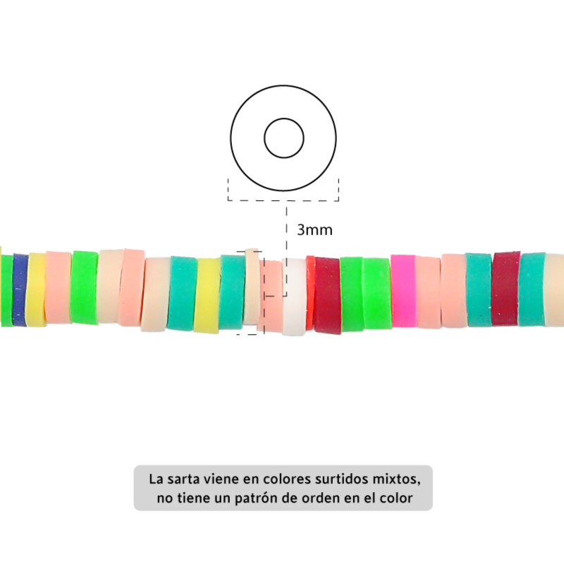 Sarta fimo disco 3mm 3-3 color mix x 39cm