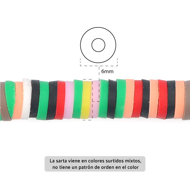 Sarta fimo disco 6mm 26 color mix x 39cm