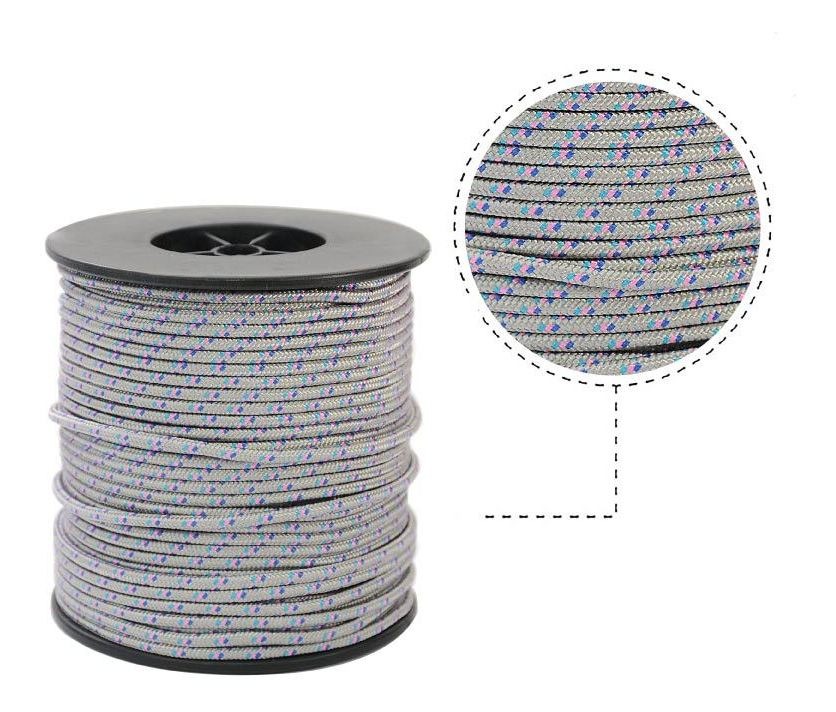 Cordon paracord 3mm gris/rosa x rollo 56m