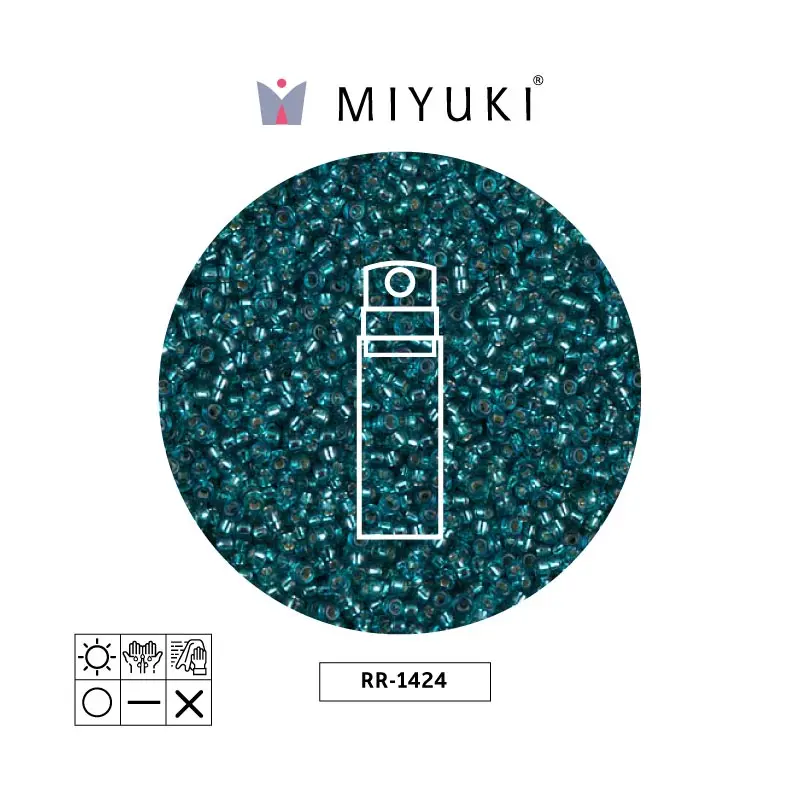 Mostacilla Miyuki rocalla 15/0 RR1424 plateado forrado azul verdoso x 10g