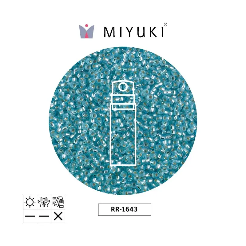 Mostacilla Miyuki rocalla 15/0 RR1643 mate plateado forrado azul x 10g