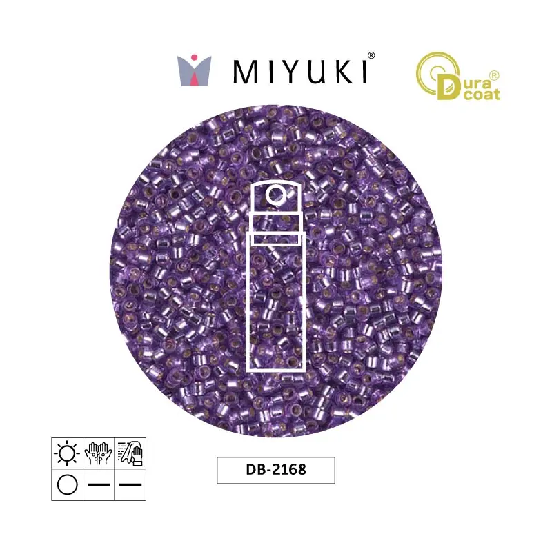 Miyuki delica 11/0 DB2168 plateado forrado orchid Duracoat x 10gr