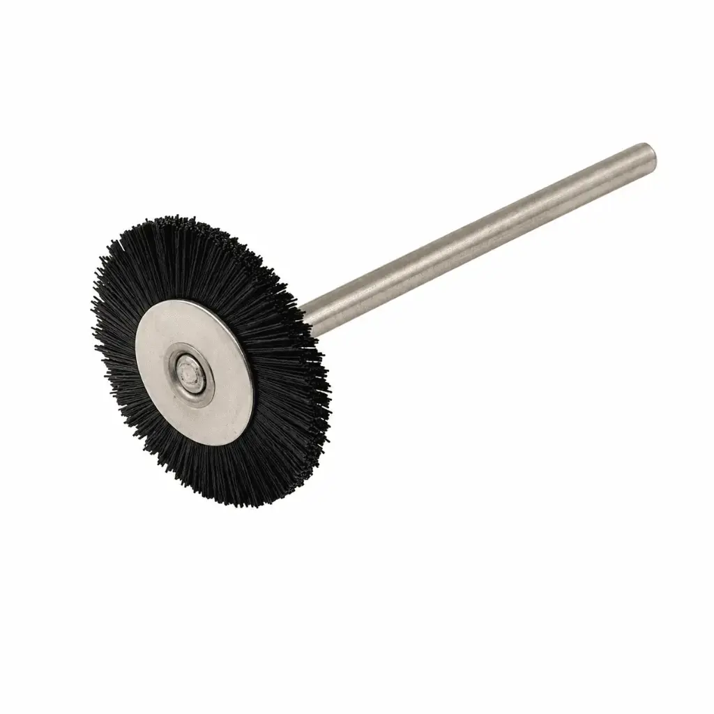 Mounted Wheel Bristle Brush. Shank size: 3/32
