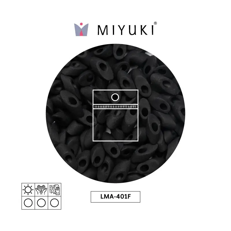 Miyuki long magatama 4x7mm LMA0401F opaco mate negro x 25g