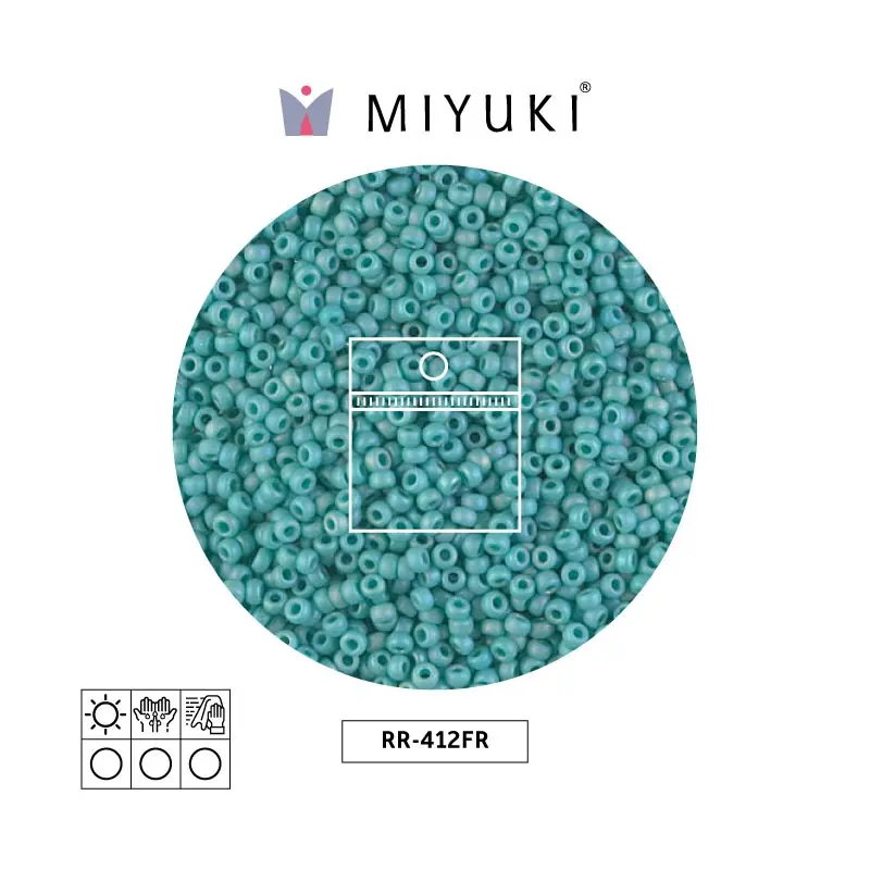 Mostacilla Miyuki rocalla 11/0 RR0412FR mate opaco azul turquesa verde AB x 25g