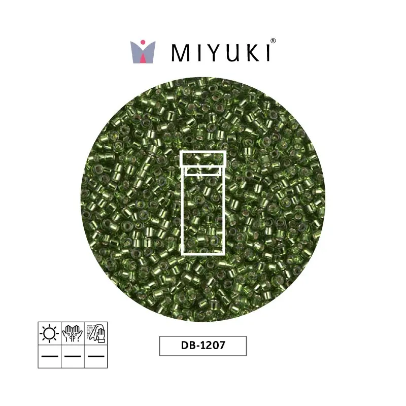Miyuki delica 11/0 DB1207 plateado forrado verde x 3g