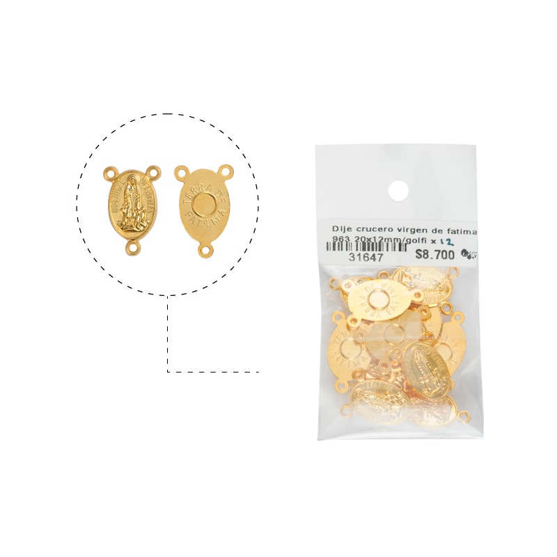 Crucero virgen fatima 963 20x12mm/golfi x 12u