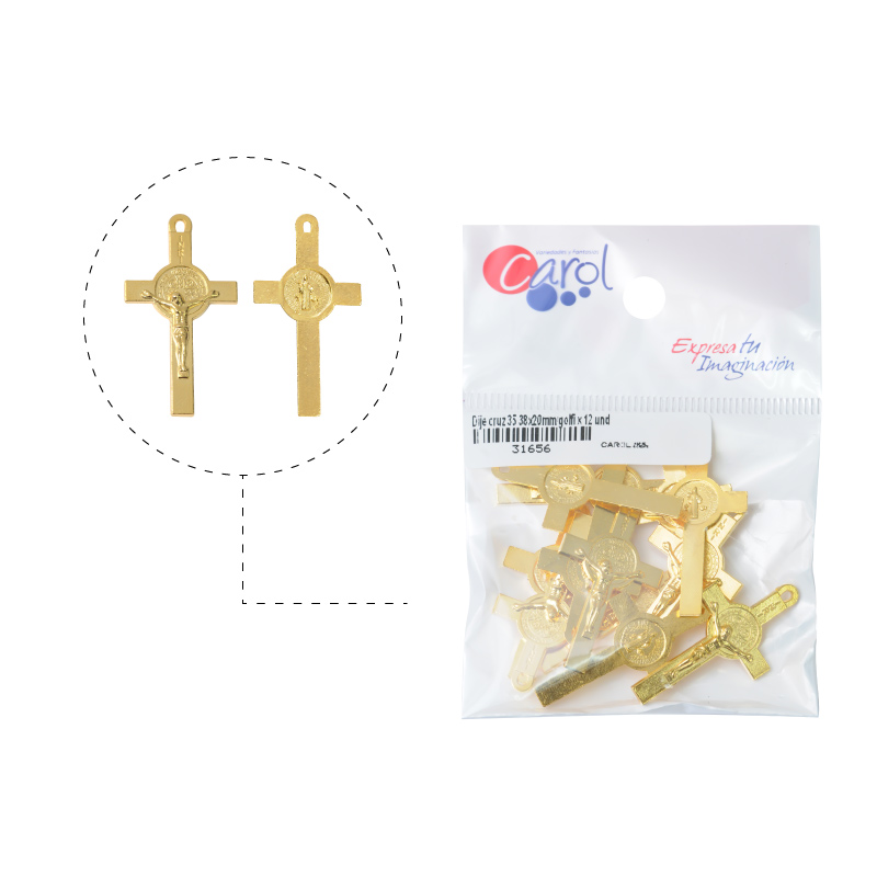 Cruz cristo san benito 35 38x20mm/golfi x 12 und