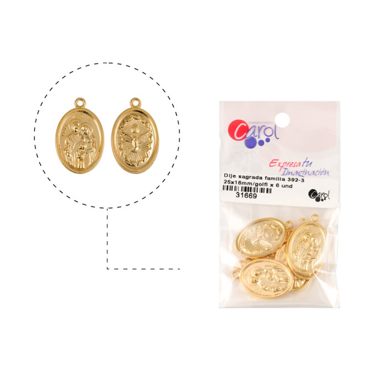 Medalla sagrada familia y espiritu santo 392-3 25x16mm/golfi x 6 und