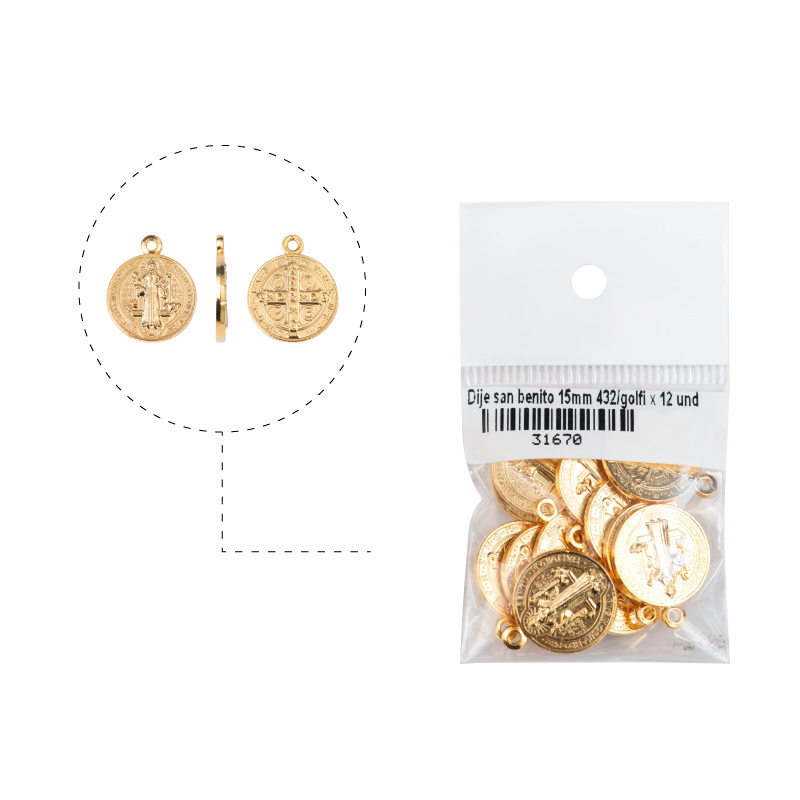 Medalla san benito 15mm 432/golfi x 12 und