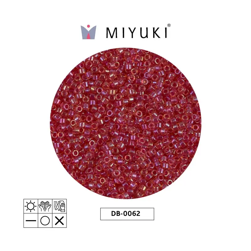 Miyuki delica 11/0 DB0062 claro rojo forrado lusterr x 50g