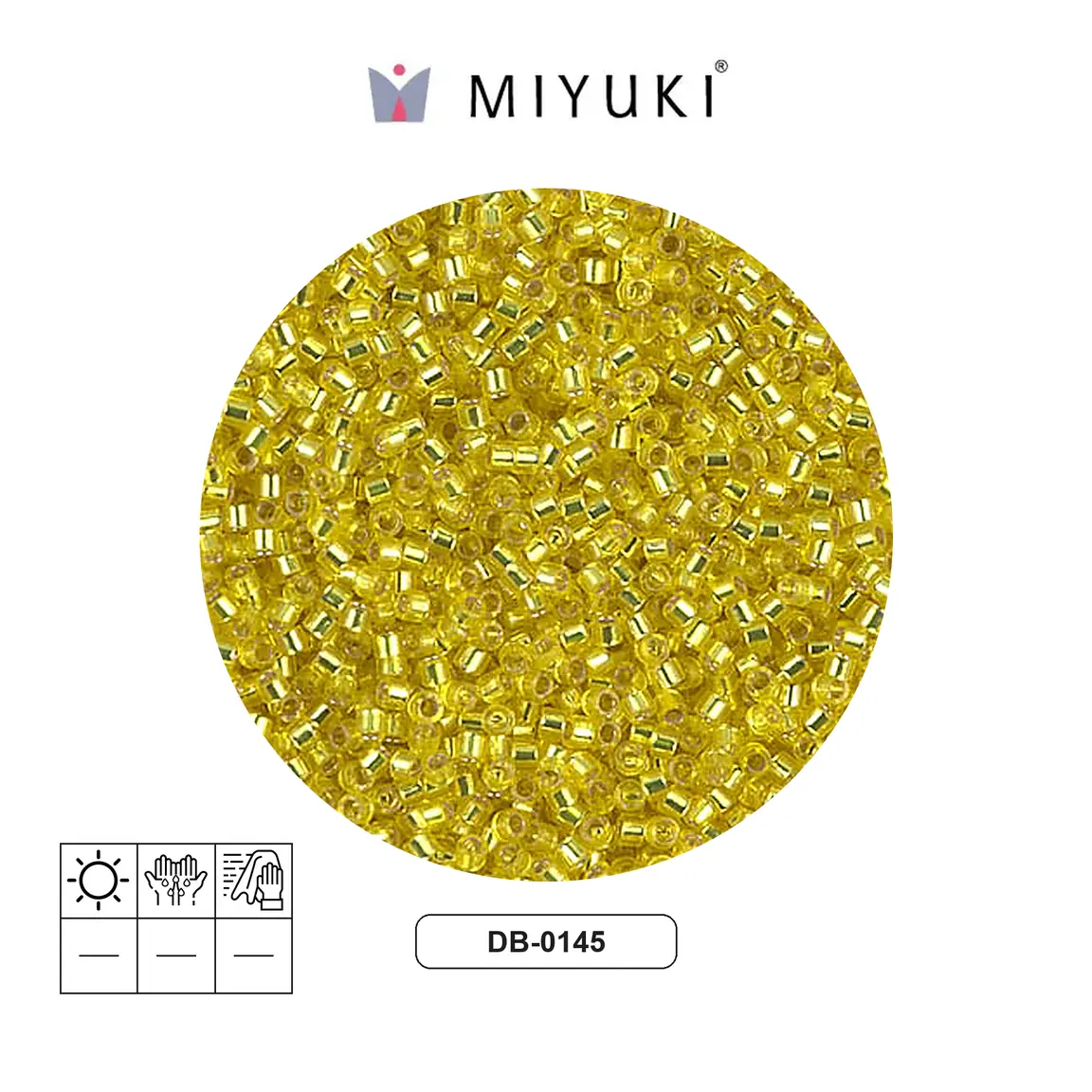 Miyuki delica 11/0 DB0145 plateado forrado amarillo x 50g