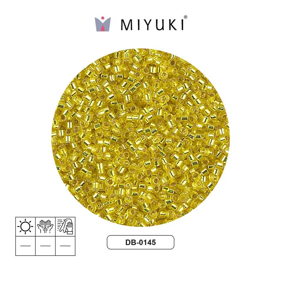 Miyuki delica 11/0 DB0145 plateado forrado amarillo x 50g