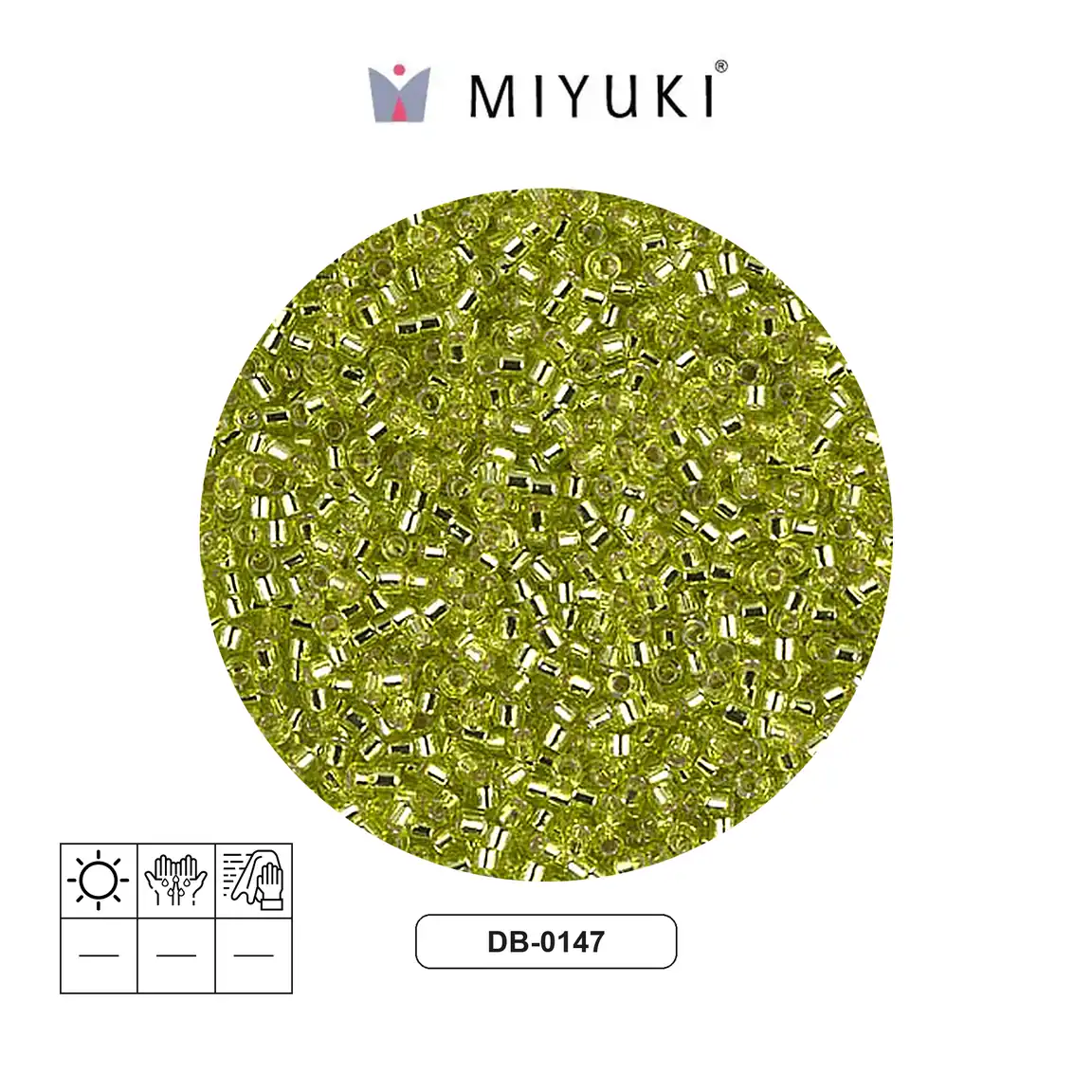Miyuki delica 11/0 DB0147 silver chartreruse x 50g