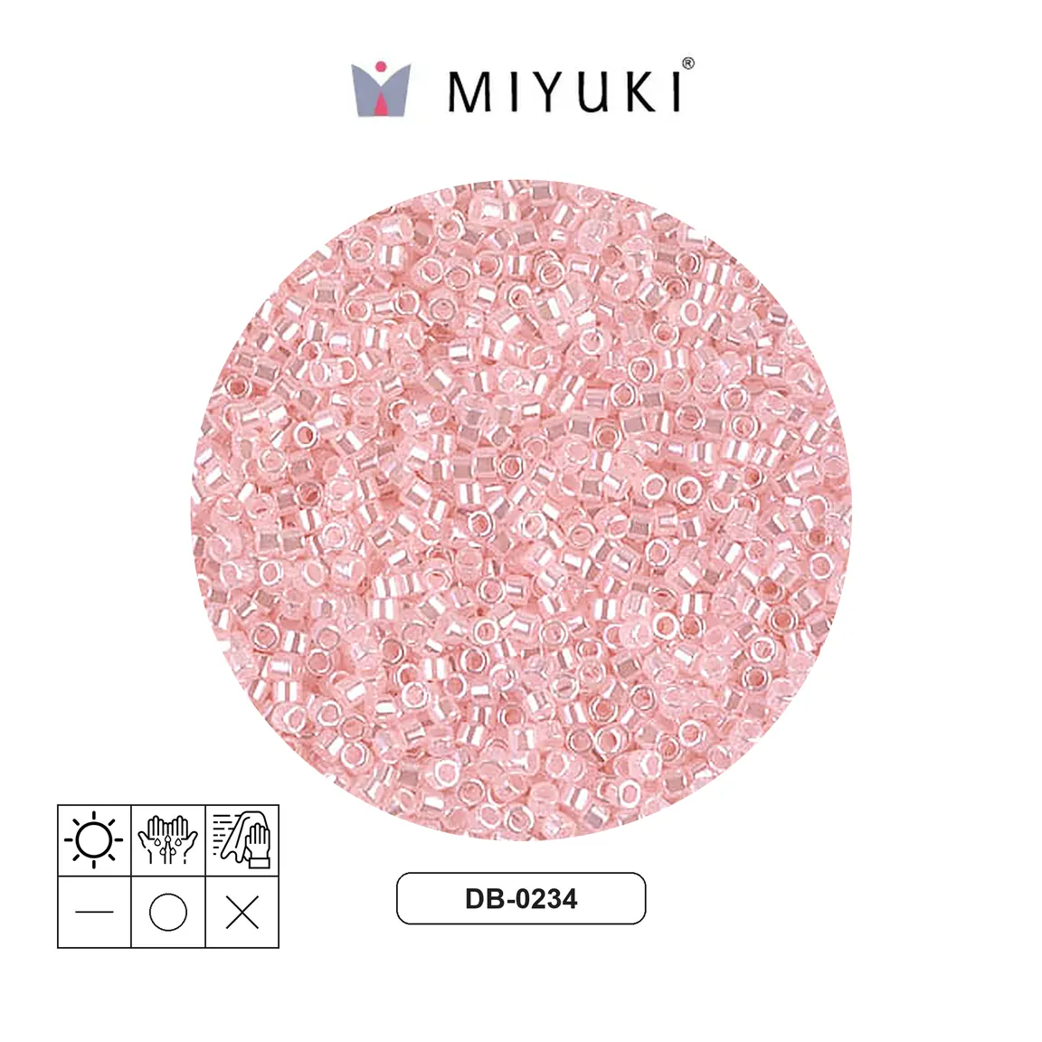 Miyuki delica 11/0 DB0234 bebé rosado Ceylon perlado x 50g