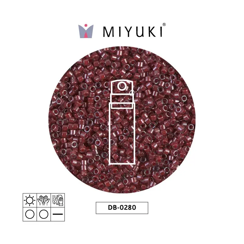 Miyuki delica 11/0 DB0280 rojo forrado cristal lusterr x 10g