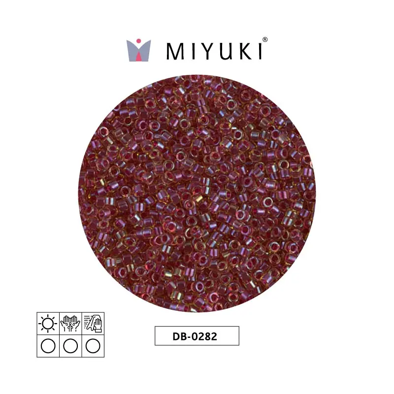 Miyuki delica 11/0 DB0282 cranberry lined light topaz luster x 50g