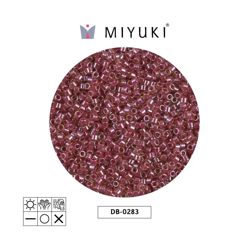 Miyuki delica 11/0 DB0283 cranberry lined peridot luster x 50g