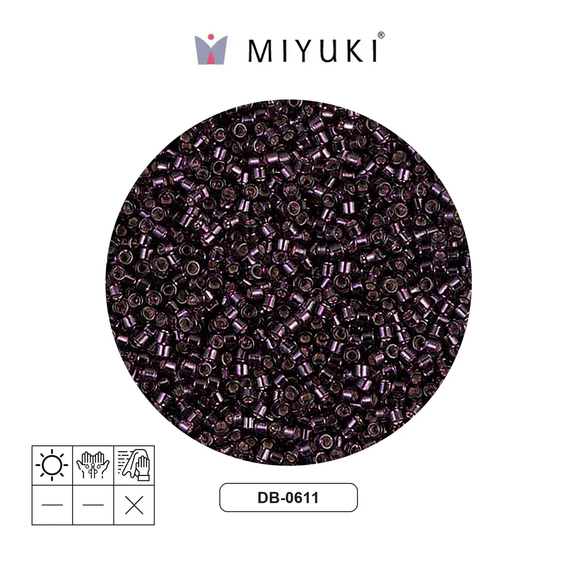 Miyuki delica 11/0 DB0611 plateado forrado rojo x 50g