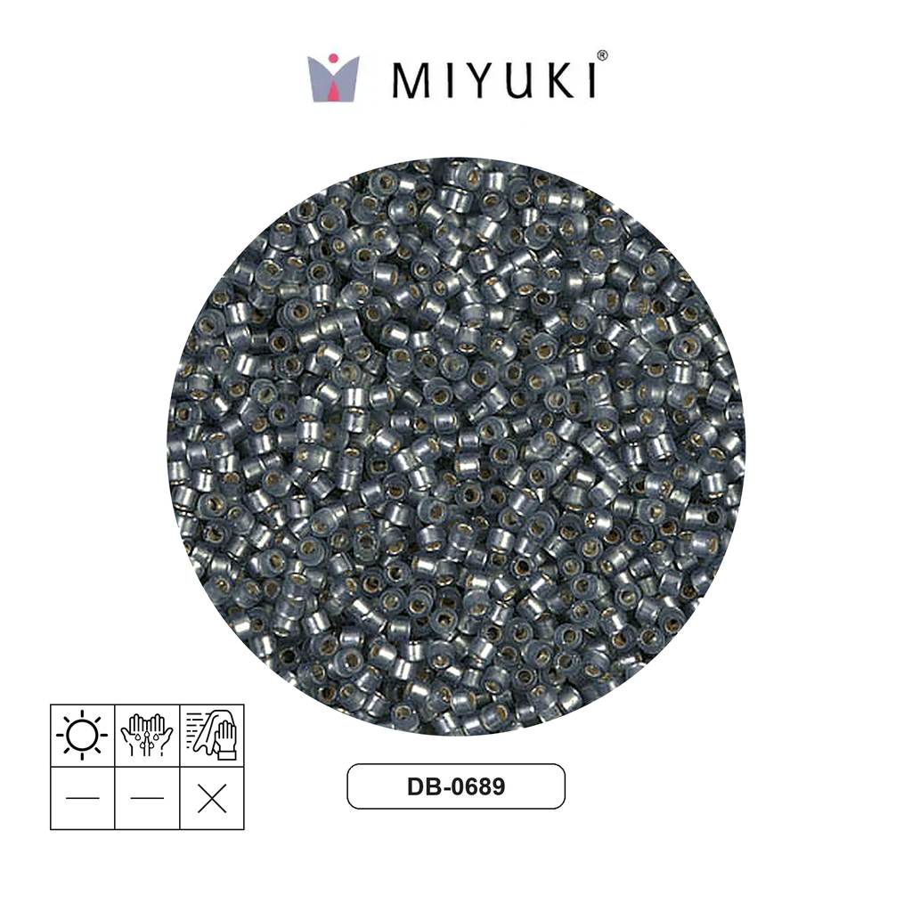 Miyuki delica 11/0 DB0689 mate plateado forrado moss gris x 50g