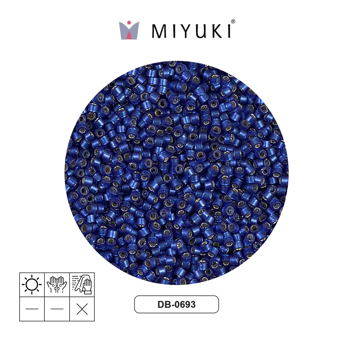 Miyuki delica 11/0 DB0693 frosted silver lined dusk blue x 50g