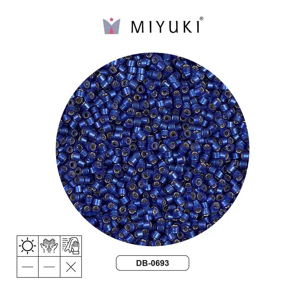 Miyuki delica 11/0 DB0693 mate plateado forrado dusk azul x 50g