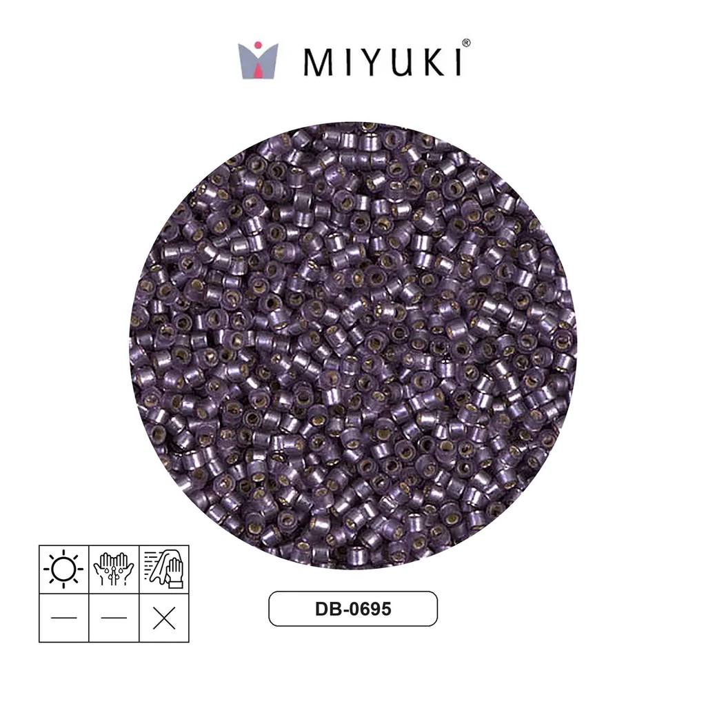 Miyuki delica 11/0 DB0695 frosted silver lined mulberry x 50g