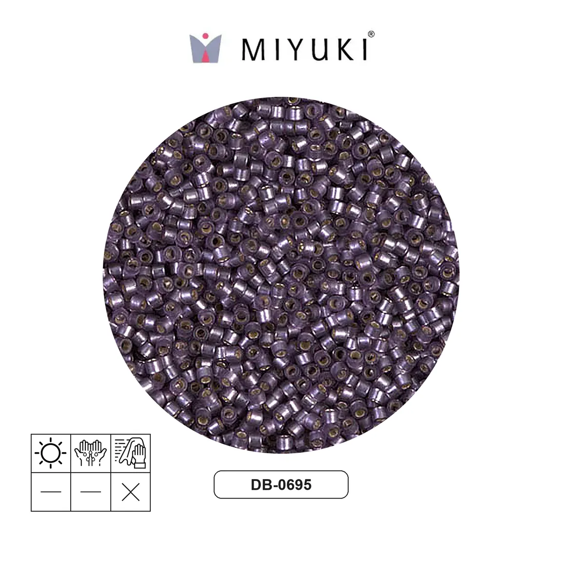Miyuki delica 11/0 DB0695 frosted silver lined mulberry x 50g