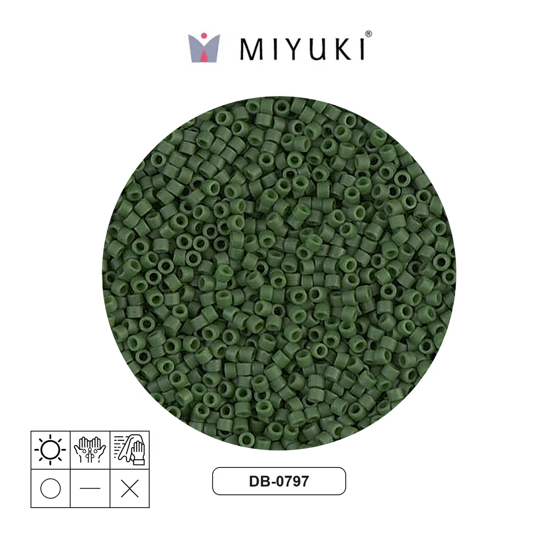 Miyuki delica 11/0 DB0797 frosted opaque jade green x 50g