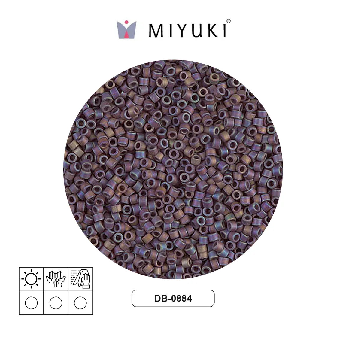 Miyuki delica 11/0 DB0884 mate opaco oscuro gris AB iridiscentex 50g