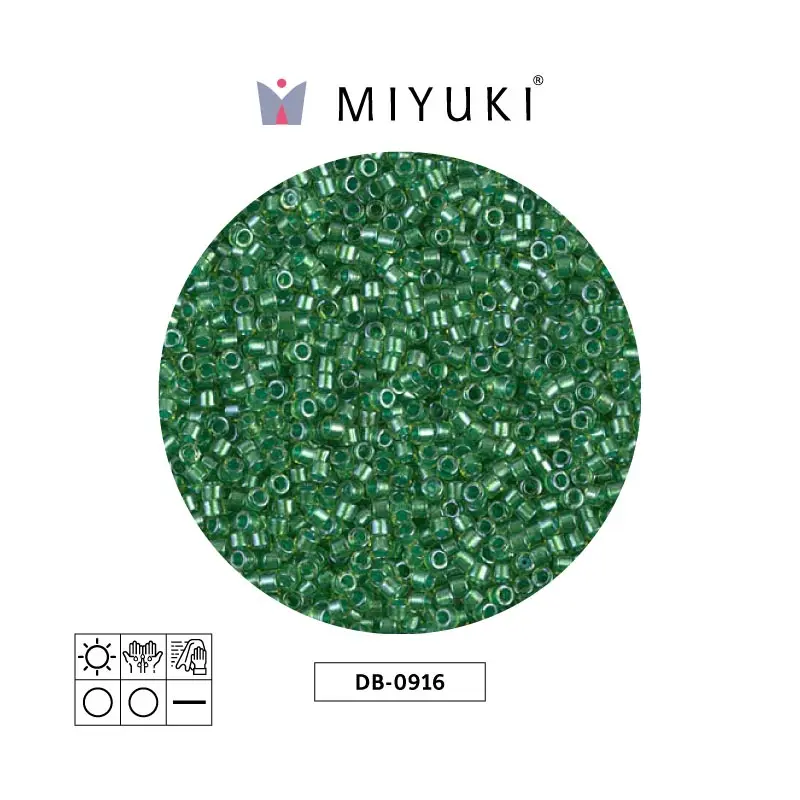 Miyuki delica 11/0 DB0916 sparkling green lined chartreuse x 50g