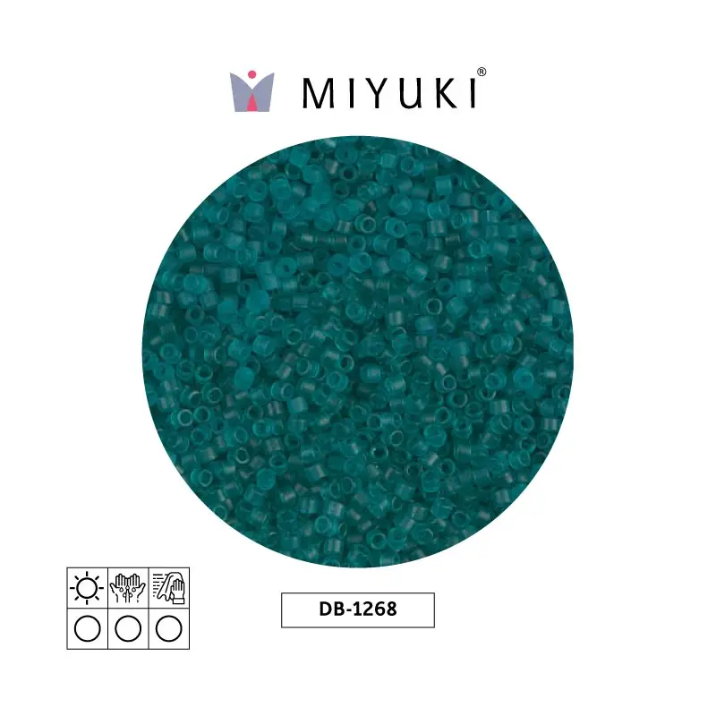 Miyuki delica 11/0 DB1268 mate transparente caribbean azul verdoso verde x 50g