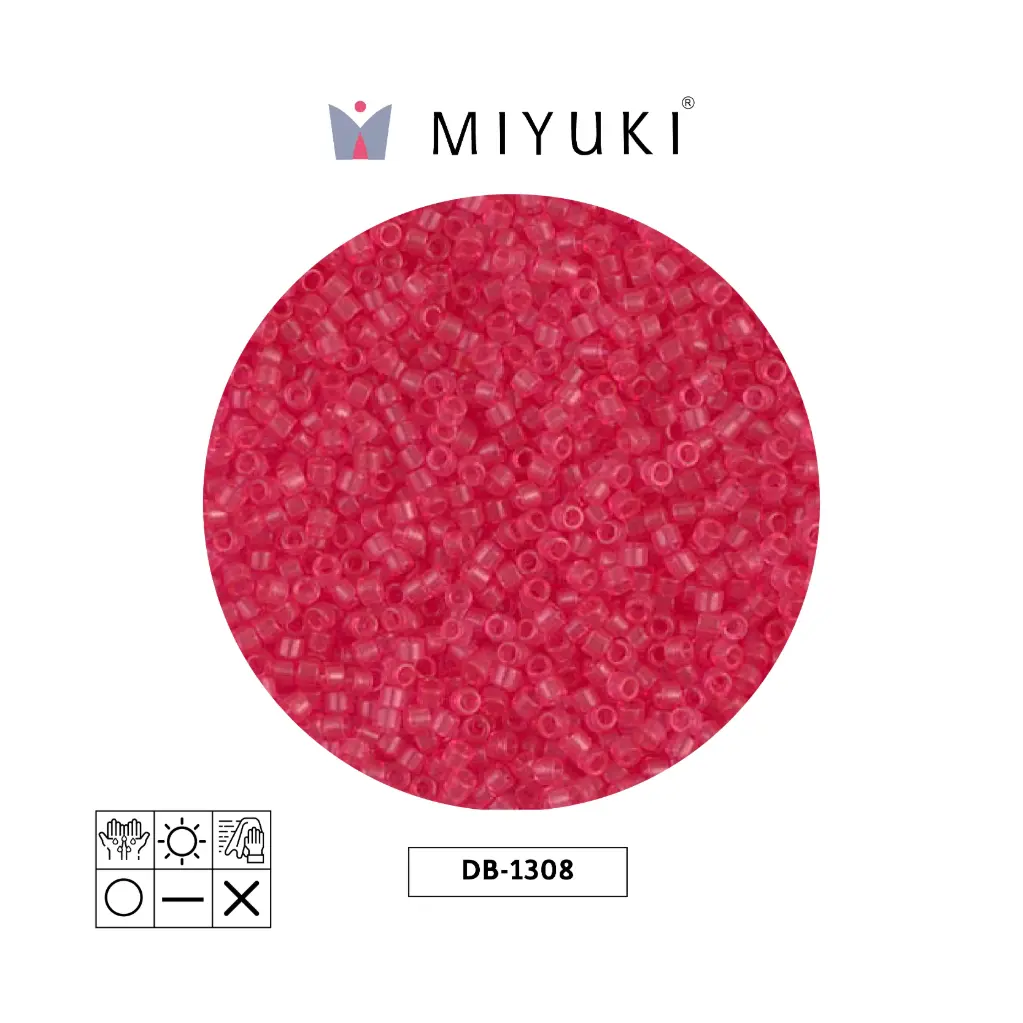 Miyuki delica 11/0 DB1308 transparente bubble gum rosado x 50g