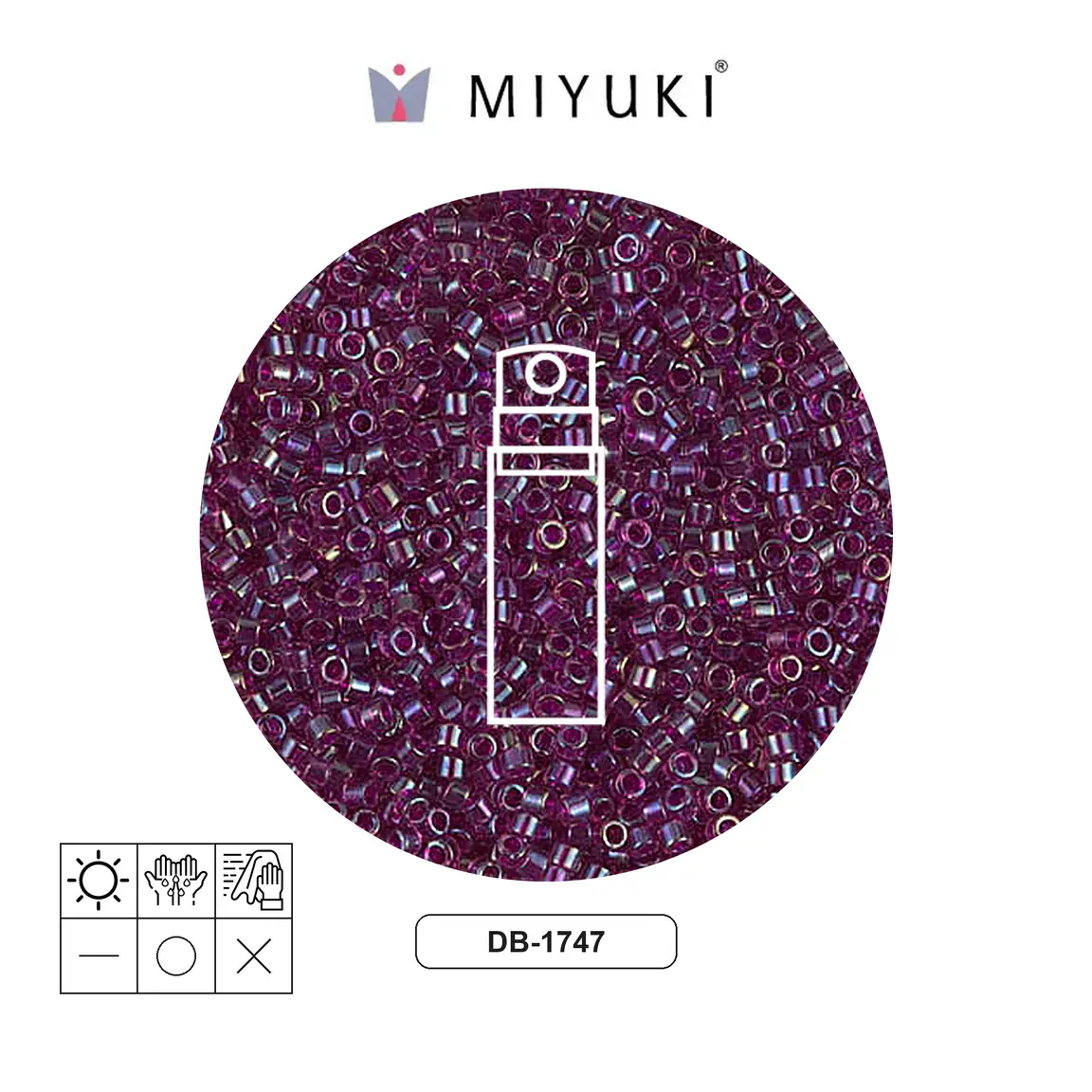 Miyuki delica 11/0 DB1747 fuchsia lined amethyst AB x 10g